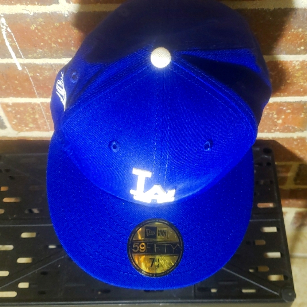 Los Angeles Dodgers baseball hat.